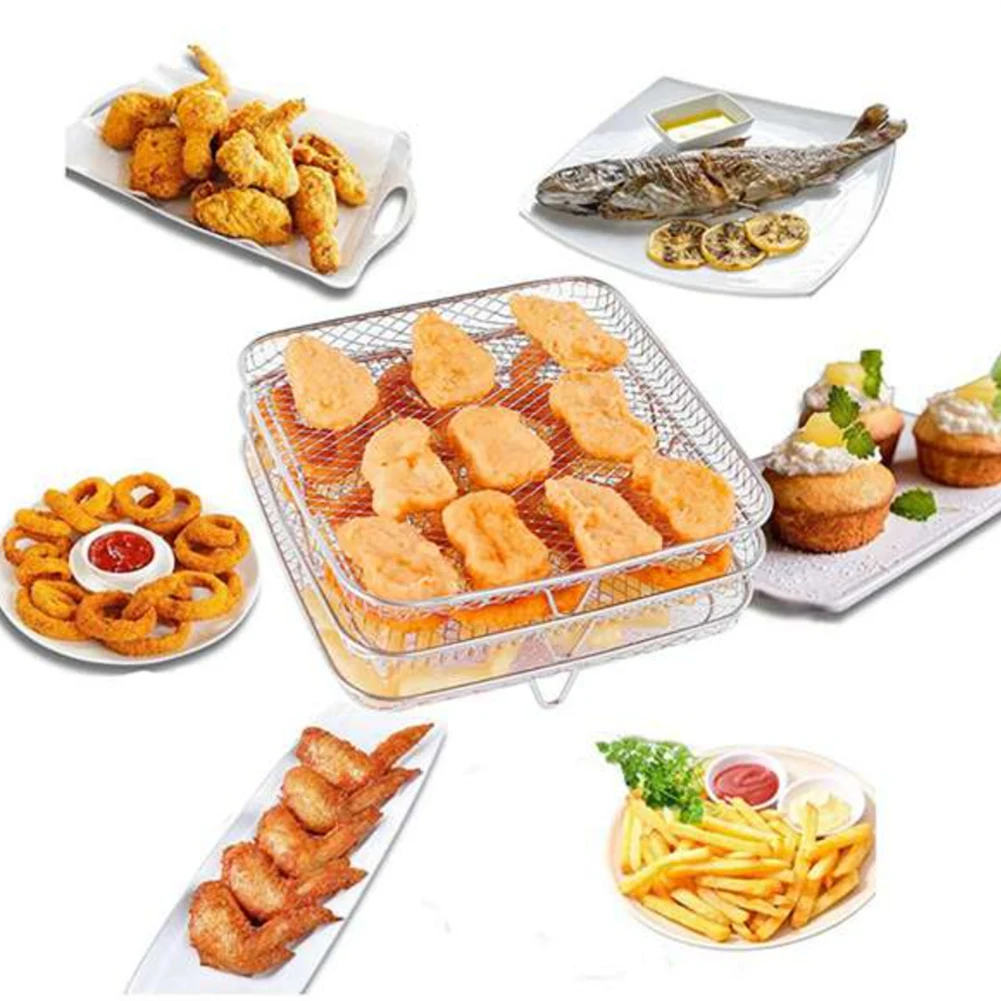 8-дюймовая 3-слойная стойка для фритюрницы для мгновенной вихревой фритюрницы Philips COSORI, квадратная стойка для гриля из нержавеющей стали