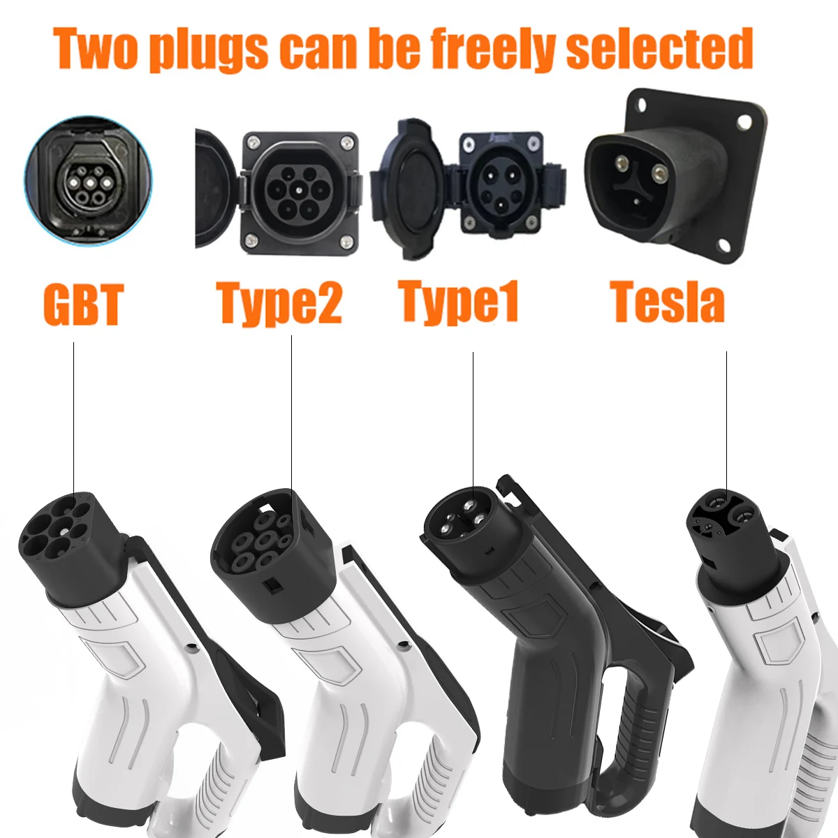 Ładowarka EV WUFEN EVSE Wallbox do samochodów elektrycznych, dwu-gniazdowa, montowana na ścianie, 14kW, Typ 2, GBT, Typ 1, kabel NACS