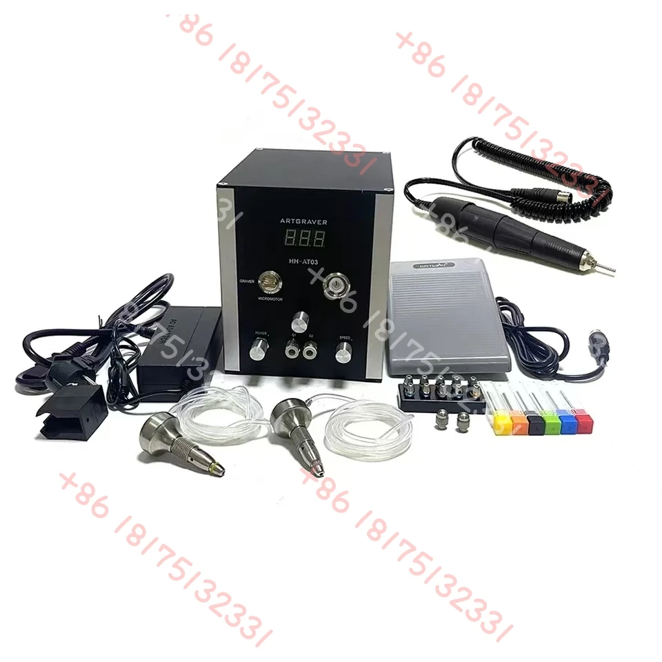 

AT03 Air Compressor Free Jewelry & Stone Setting Tools Jewelry Handpiece Double Head Pneumatic Engraving Machine