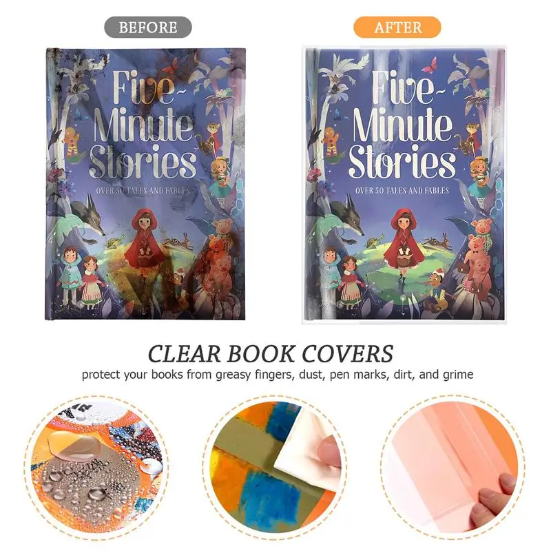 Couvertures de Protection pour manuels, couvertures de livre réutilisables, transparentes, imperméables, 5 pièces