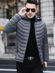 Men's Down Jacket Lightweight Puffer Parkas Short Padding Hooded Male Padded Coats Winter Outer Hot High Quality Casual 2024