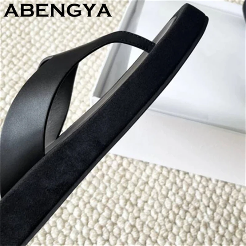 2026 Summer Thick Sole Flip Flops Flat Slippers Women Concise Slip On Lazy Mules Casual Beach Platform Slide Shoes Zapatos Mujer