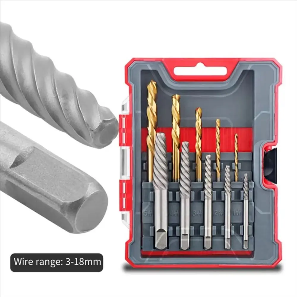 Left Hand Drill Bit Set Save Time Square Head Damaged Screw Remover Carbon Steel Smooth Chip Removal Tap Removal Tool