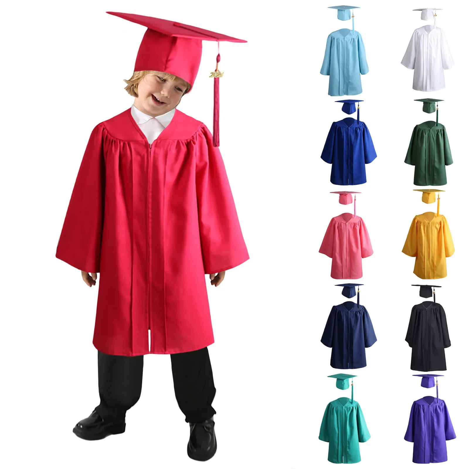 Children Graduation Costume Kindergarten Kid Toddler Graduation Clothing Cap Gown Preschool Graduation Festival Clothing Outfits