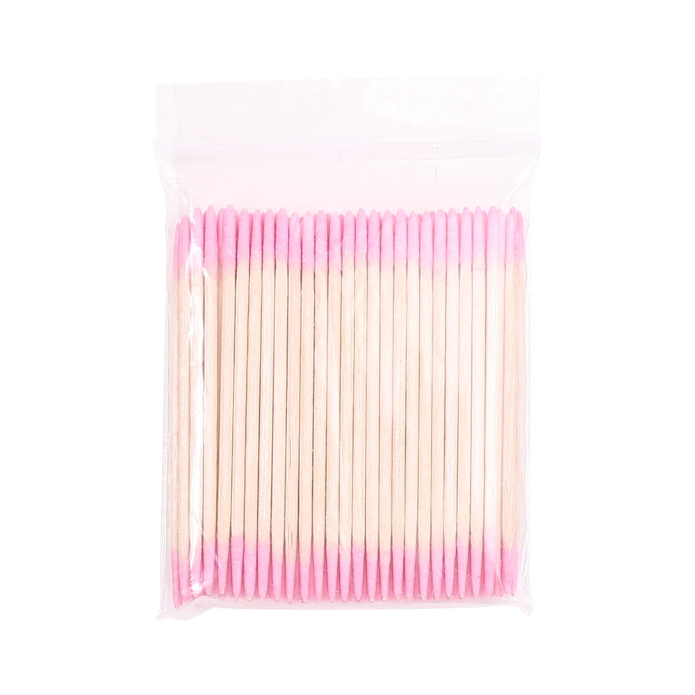 1/2/5/10PCS Nagels Wegwerp Hout Wattenstaafje Dubbele Hoofd Schoon Sticks Manicure Cuticle Pusher nagellak Remover Art Tool - afbeelding 1