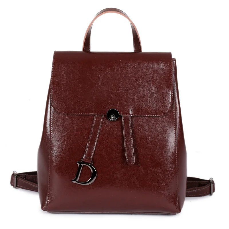 2024 New Oil Wax Cowhide Women\'s Backpack Women\'s Genuine Leather Bag Fashion Backpack Mini Leather Handbags Shoulder Bags