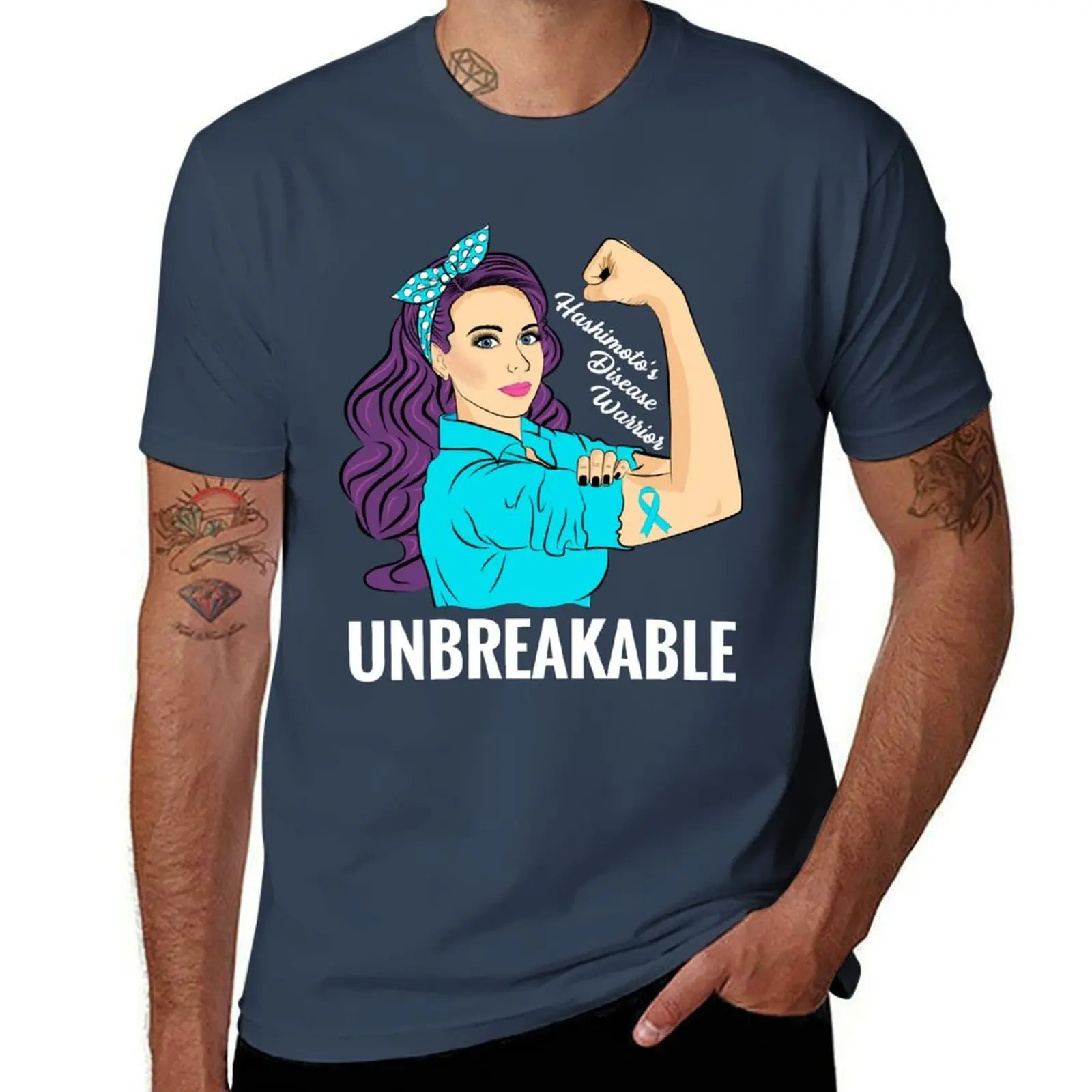 

Hashimoto's Disease Awareness Thyroid Warrior Unbreakable T-Shirt anime t shirts oversize man tshirt T-Shirt