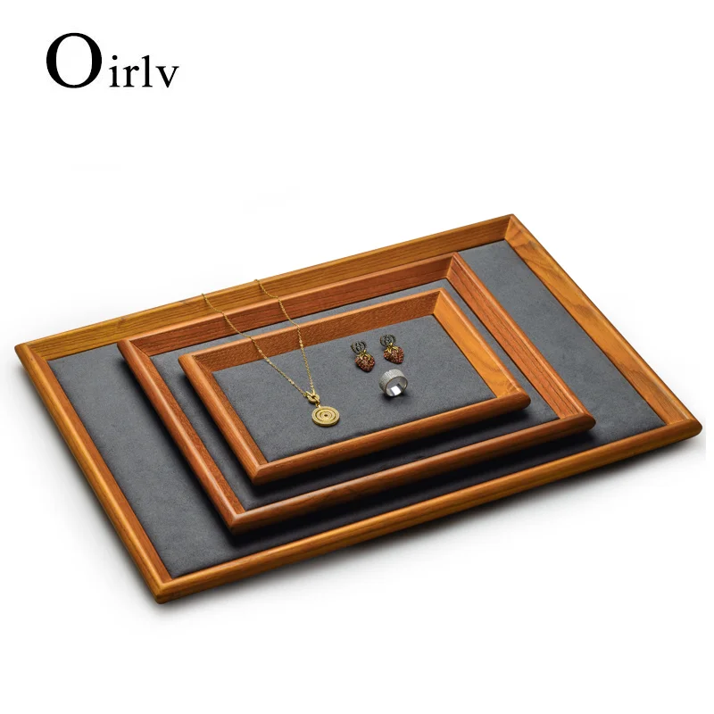 

Oirlv Wooden Jewelry Display Tray 3 Sizes Stackable Jewelry Tray Display Necklace Ring Earring Bracelet Watch Wood Jewelry Trays