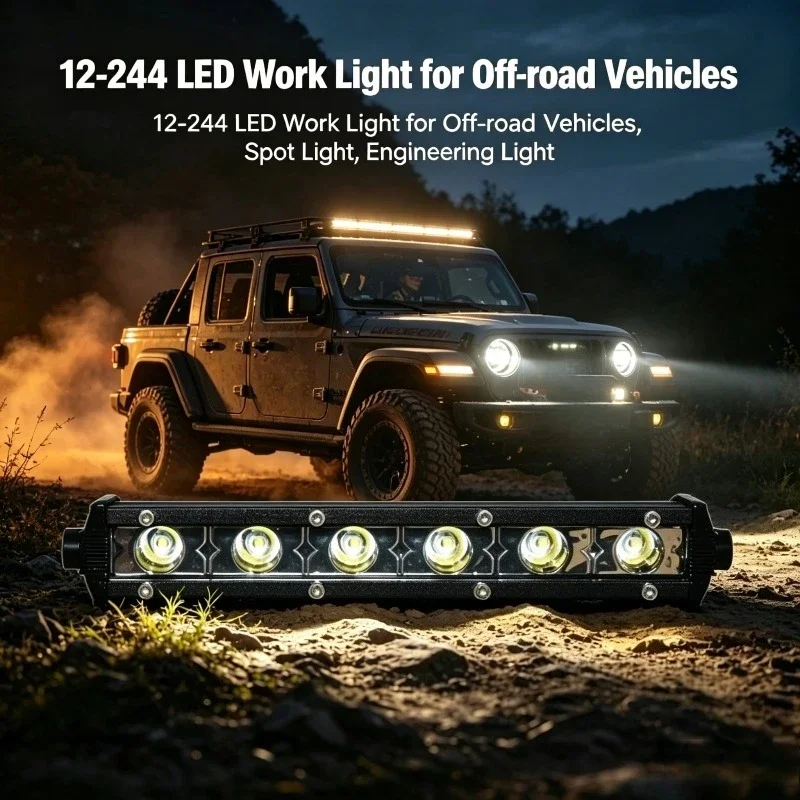 LED Work Lights Car Small Single Row Strip Lights Off-Road Vehicle Modified Spotlights Engineering Lights Automotive