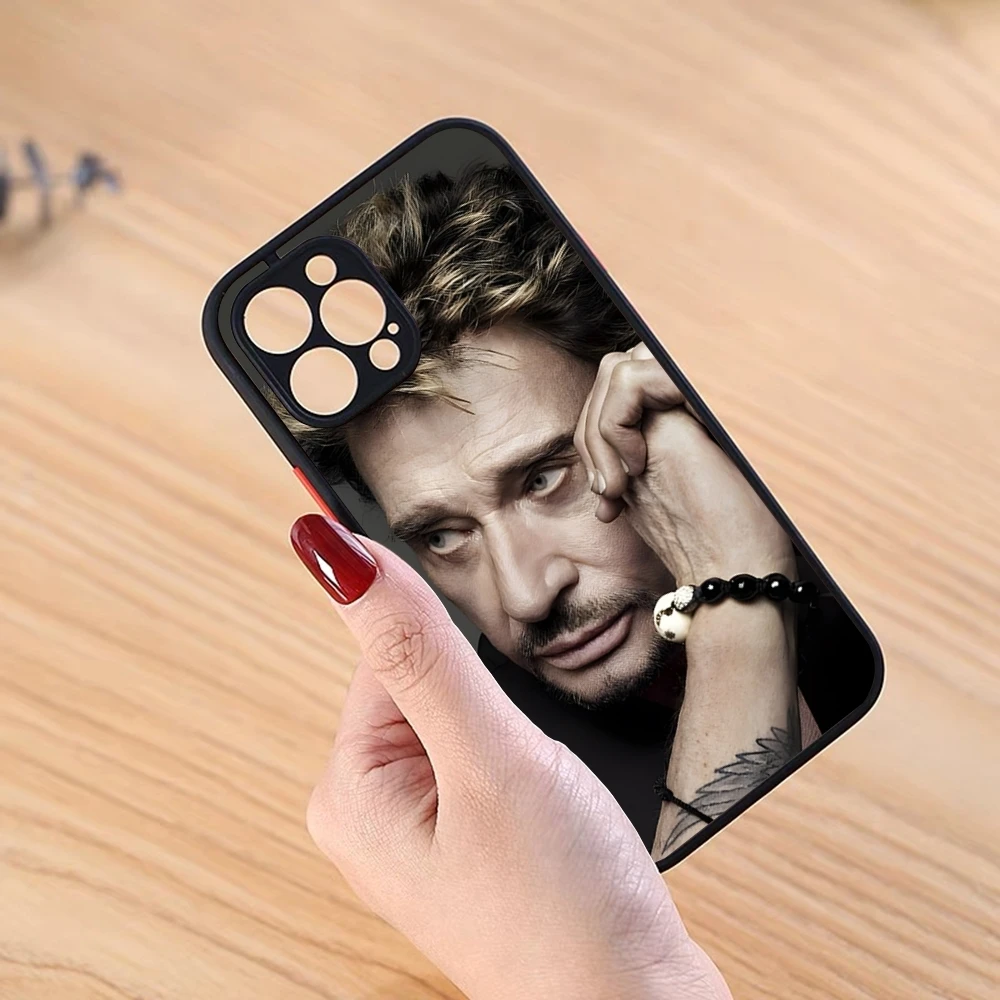 Johnny Hallyday Music Phone Case Black Matte for iPhone 15ProMax 13 12 11 14 Pro Max Mini 8 7 Plus SE2020 XS Max X XR Cover