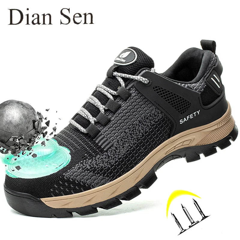 

Мужская обувь со стальным носком, рабочая защитная обувь, промышленная конструкция, удобная легкая защитная обувь с защитой от проколов для работы