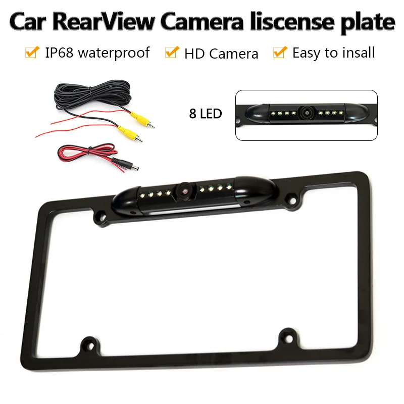 

American License Plate Frame Backup Camera CCD HD Night Vision Reversing Rear View Camera for Car/SUV/Truck/Van/RV