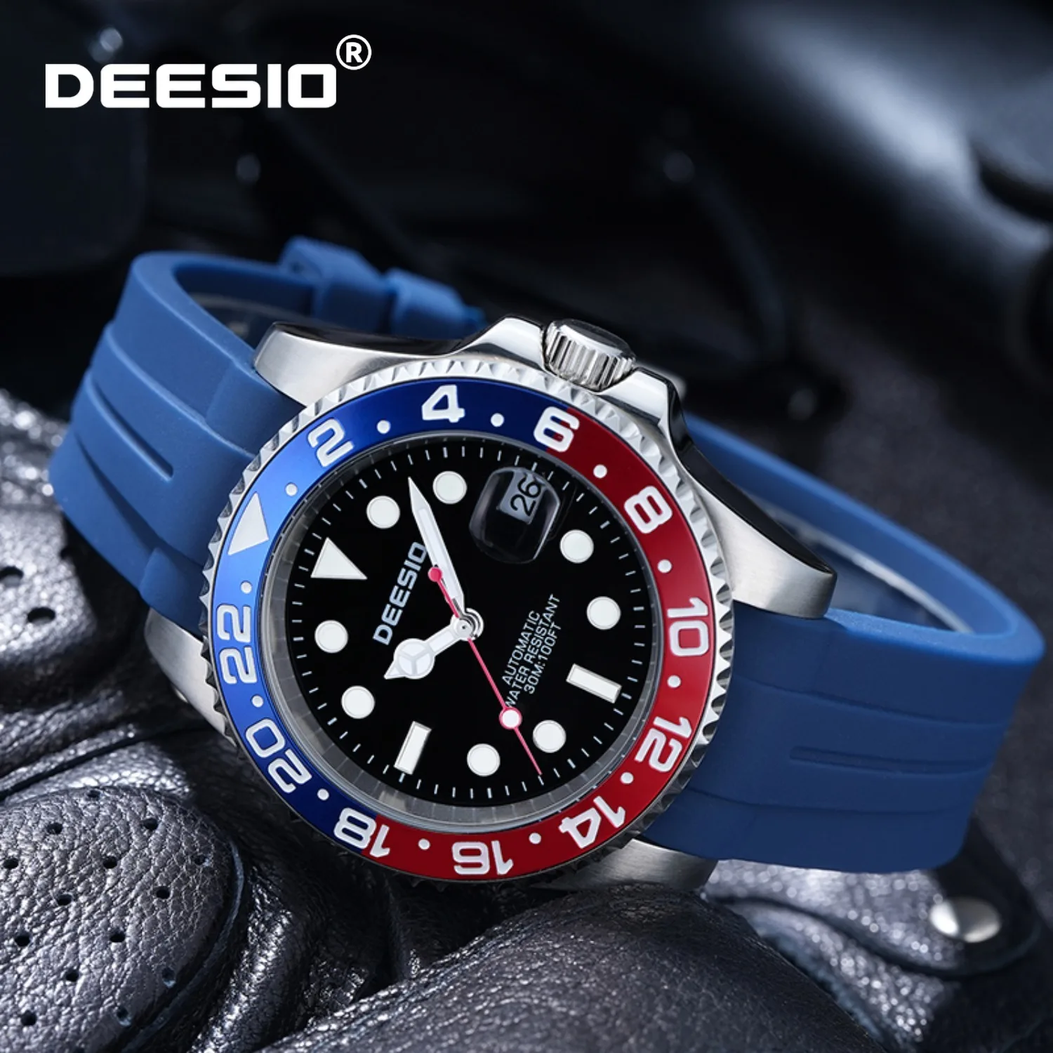 Deesio Luxuriöse automatische mechanische Uhr für Herren, Business-Edelstahl-Kleideruhr mit Datum, leuchtend, wasserdicht, Herrengeschenk