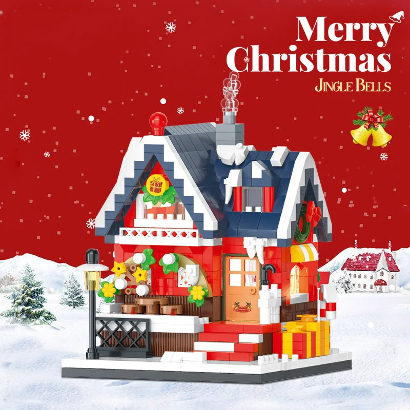 

2025 Winter Village Christmas Creative Cafe Bookstore Grocery Store Building Blocks Bricks Toys Gifts