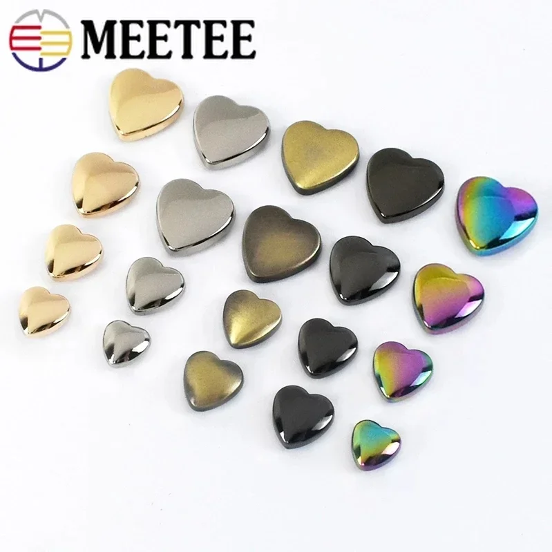 10/30/50Pcs 8/10/12/14mm Heart Rivet Screw for Bags Hardware Decorative Clasp Studs Button Nail Spikes Metal Buckles Snap Hook