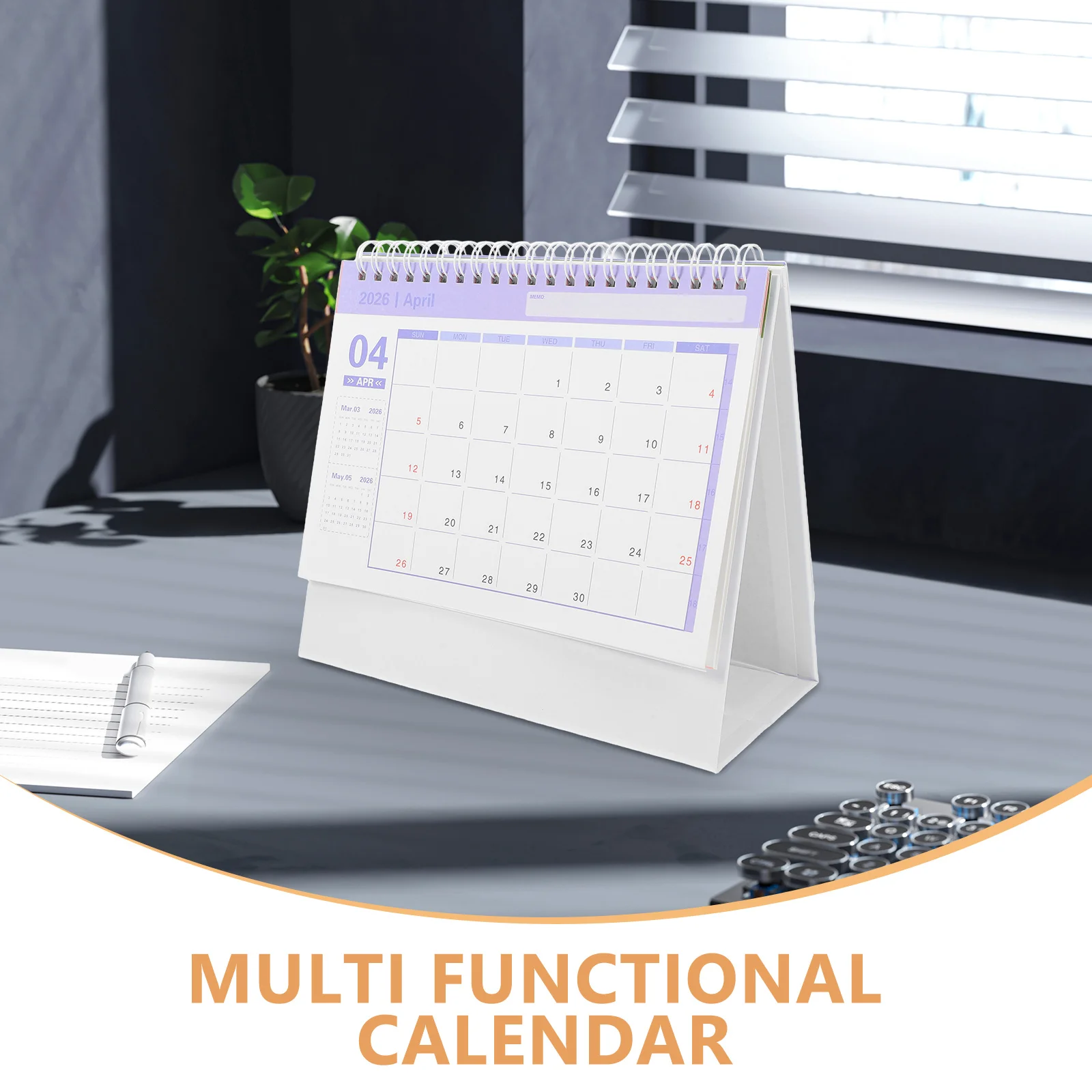 2026 Desk Mini Table Flip Calendar For Planning Organizer Stand Up Desktop Calendar Small Space Decor Sky-Blue