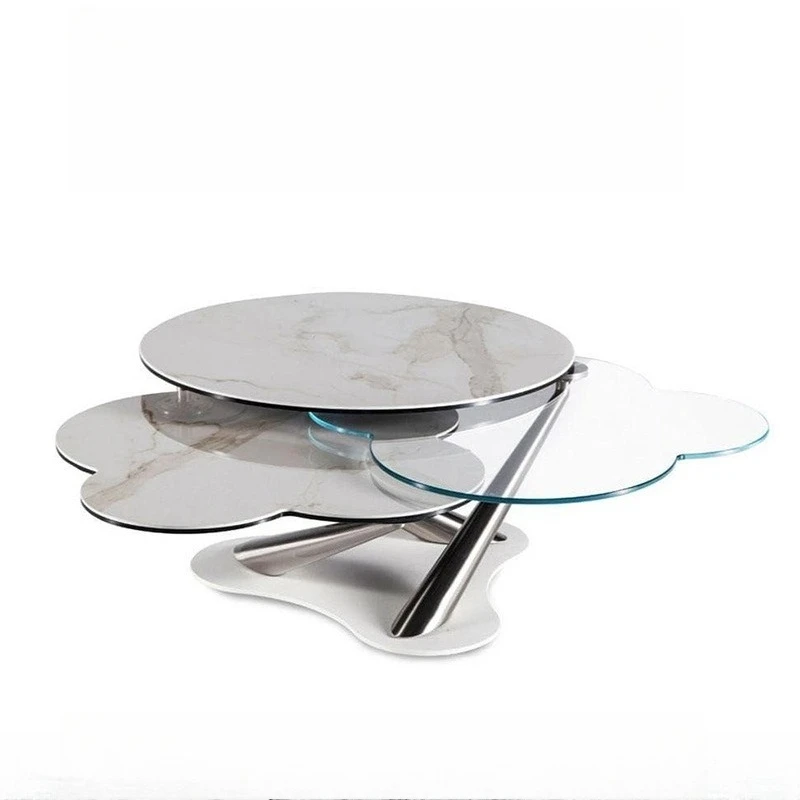 Light luxury cloud coffee table elegant rotatable natural marble modern home living room coffee table