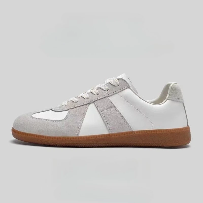 Patchwork Vintage Casual Sports Shoes for Men Leather Hiking Sneakers Mens Platform Walking Athletic Shoe Unisex White Loafers view 2
