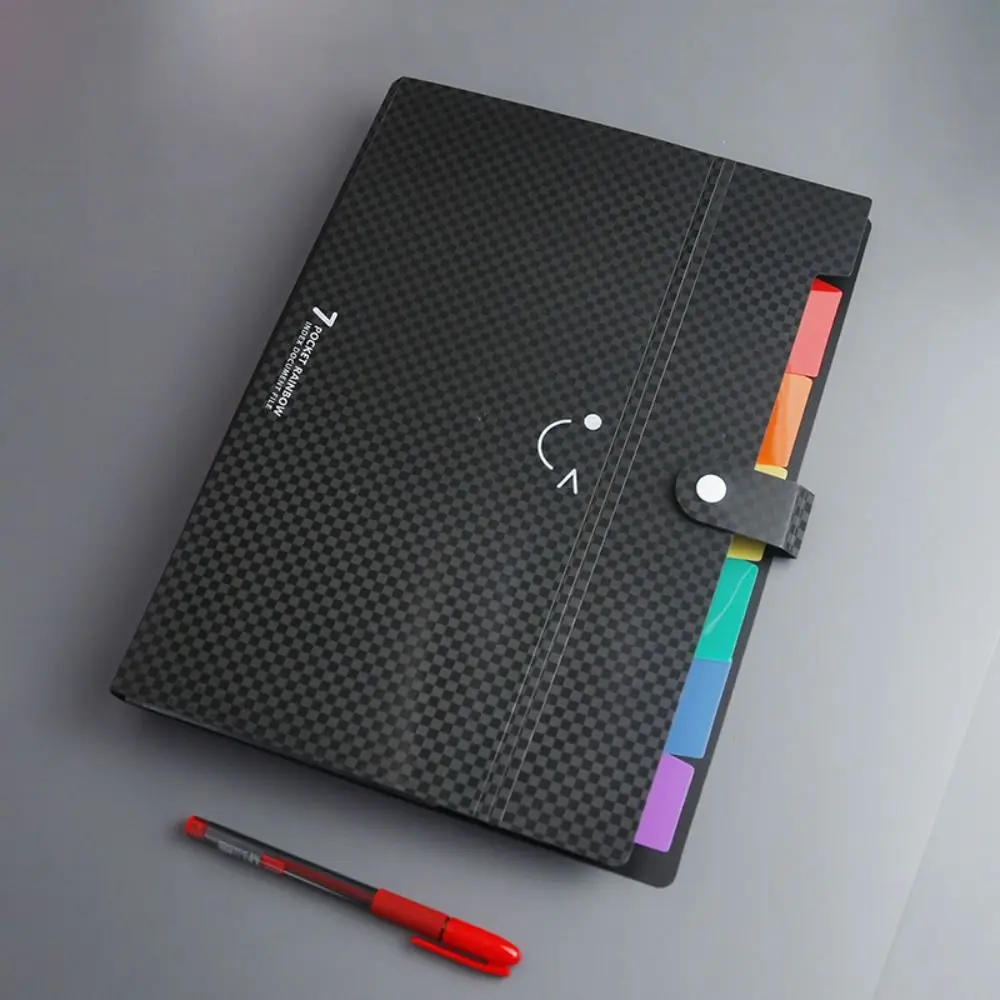 Multi-layer A4 File Folder Large Capacity 7/13 Grid Exam Paper Organizer with Snap Closure Waterproof Document Organizer