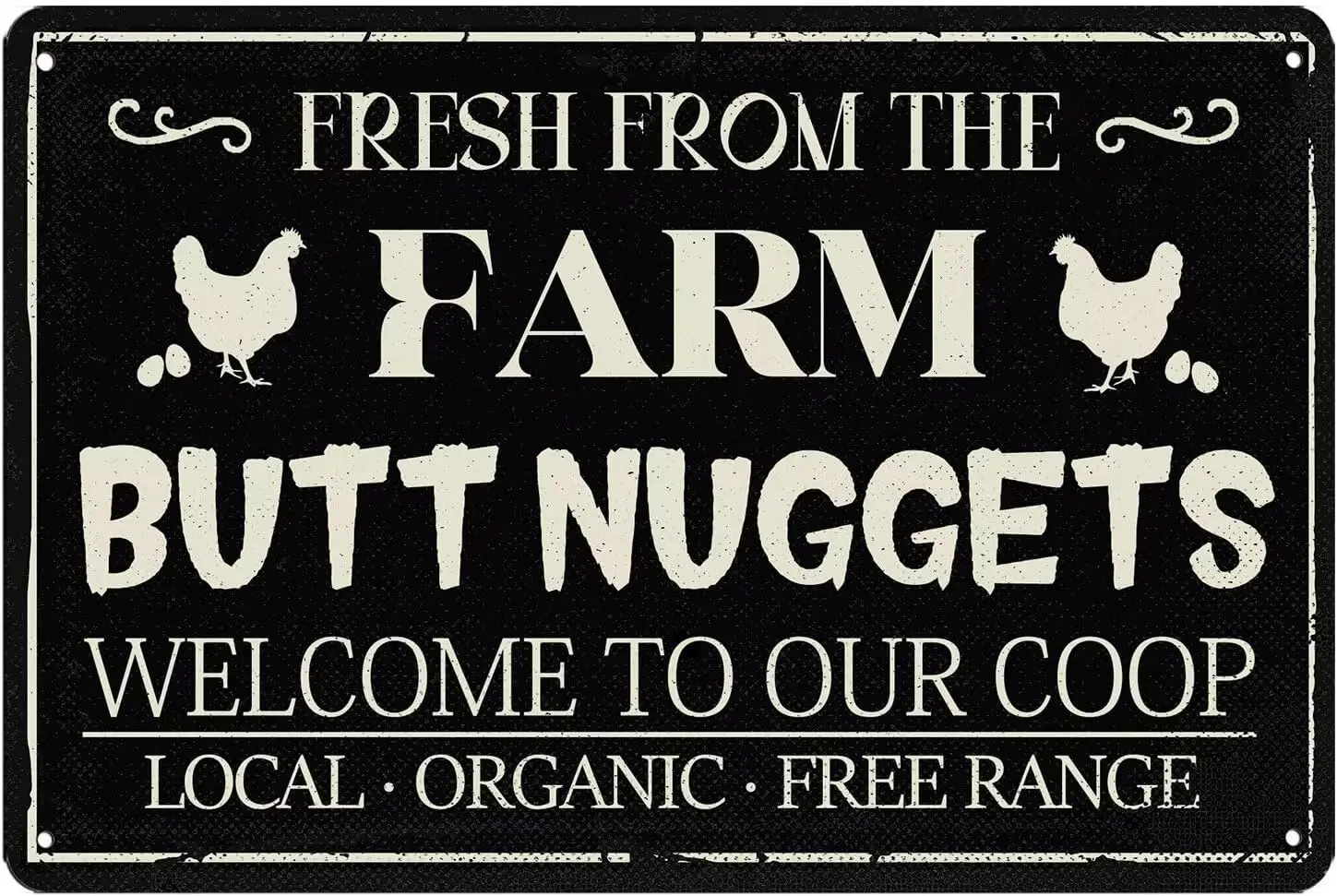 Fresh From The Farm Butt Nuggets Metal Tin Sign Chicken Decor for Coop Vintage Metal Chicken Butt Nuggets Signs Chicken Coo sign