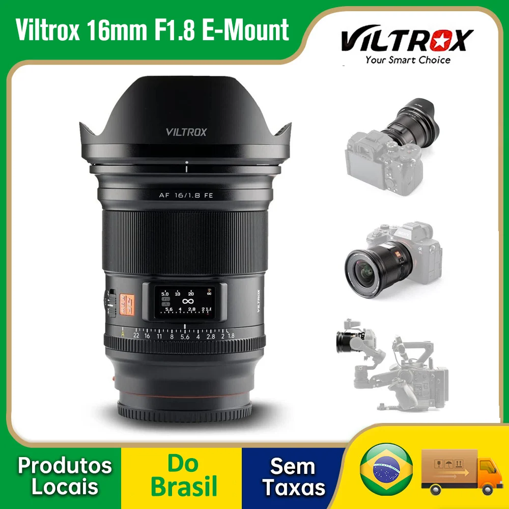 【Do Brasil】Viltrox AF 16mm F1.8 FE Full Frame Mirrorless Camera Wide Angle Fisheye Lens for NikonZ Sony E A7II A7III A7IV A7SIII