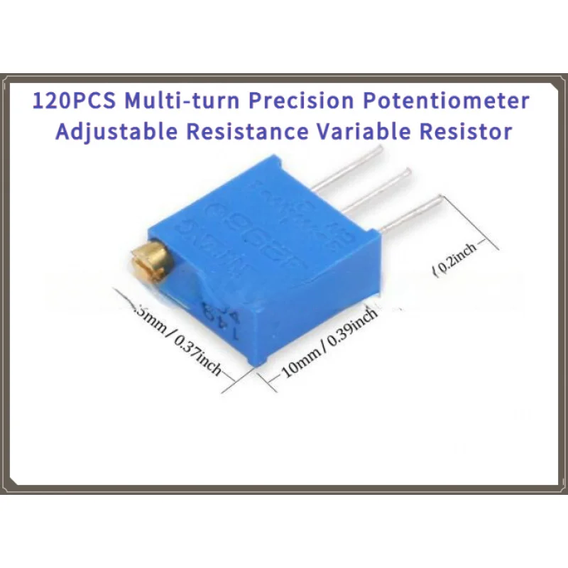 120PCS Multi-turn Precision Potentiometer Adjustable Resistor Variable Resistor for Circuit Board DIY Electronic Projects