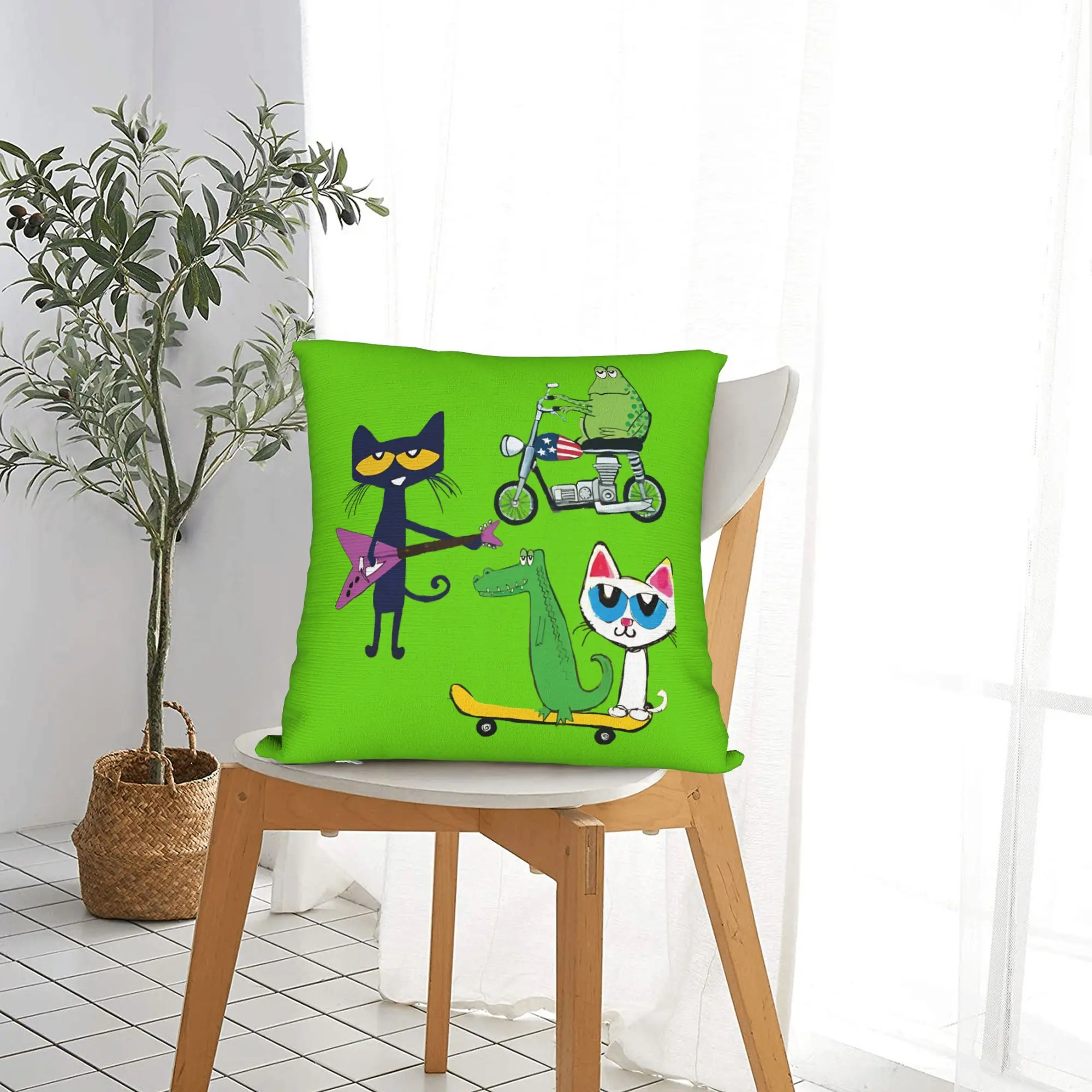 Having fun with friends petes the cat  Pillowcase Cushion Cover Decoration  Pillow Case Cover Sofa Dropshipping 45X45cm