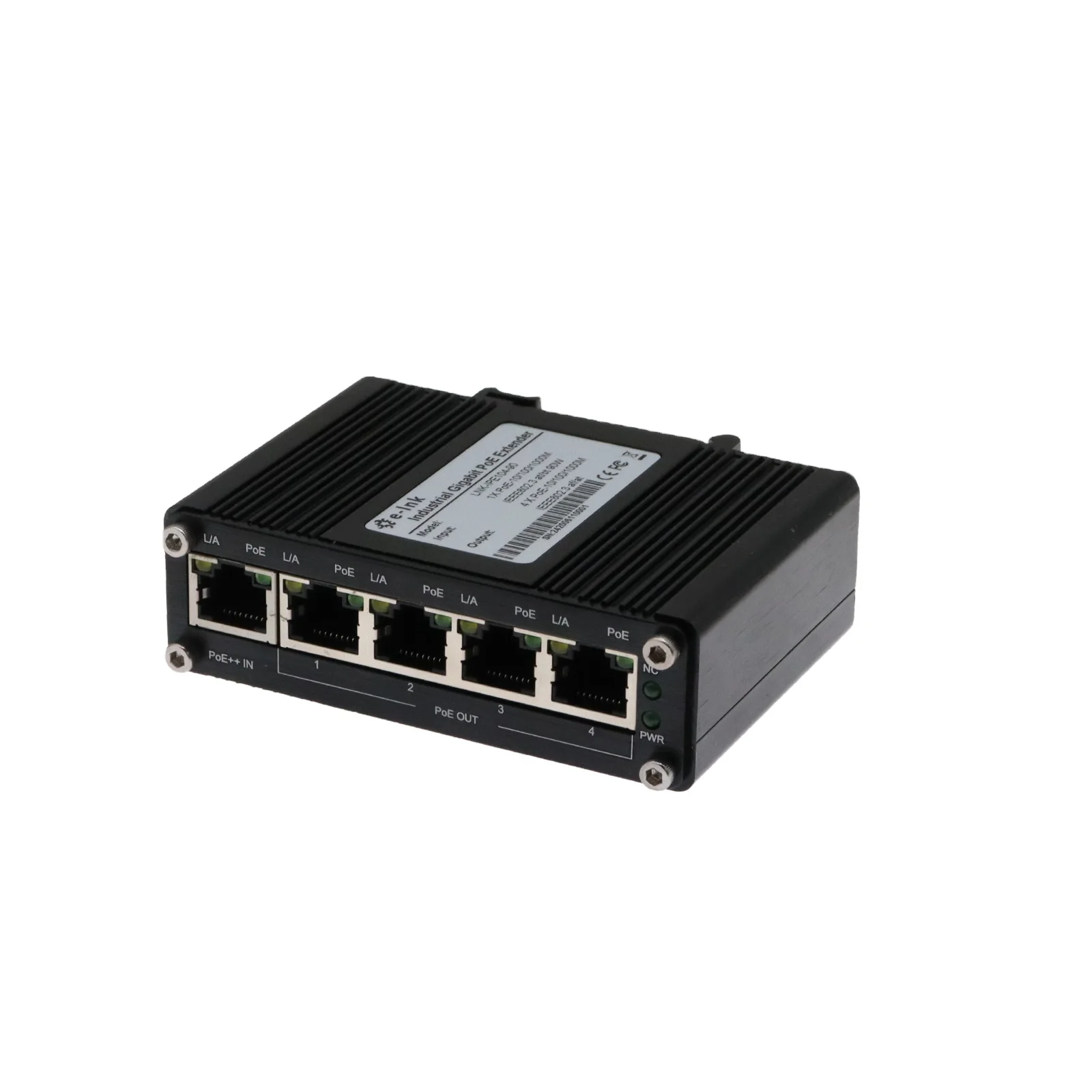 Industrial Gigabit PoE Extender with 50~57V DC Input Power 90W  DIN-Rail and Wall Mount for CCTV