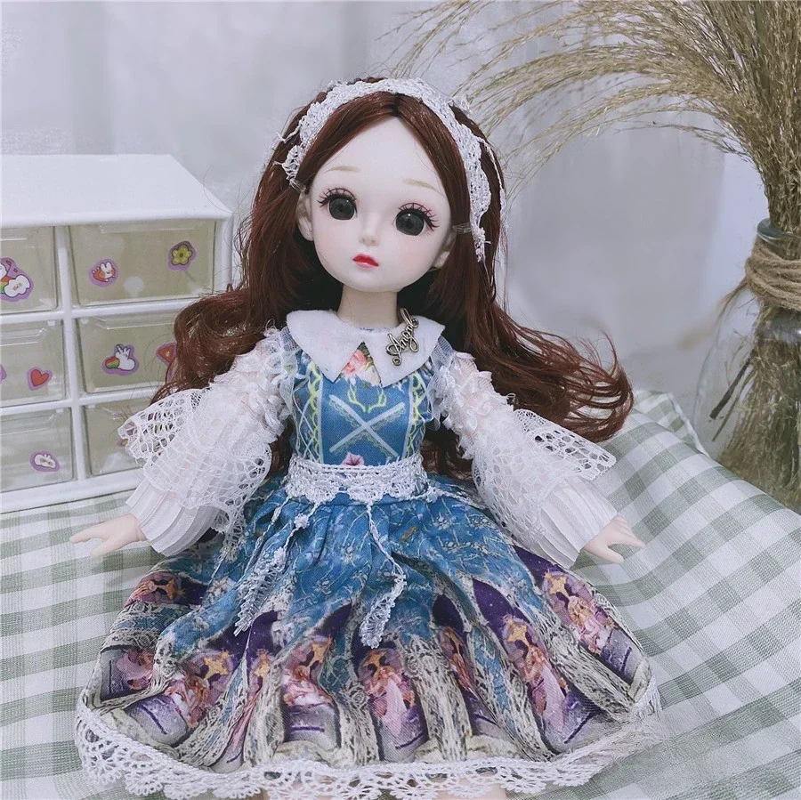 30cm Doll BJD1/6 Multiple Hair Color Brown Big Eyes 22 Removable Joints Matching Fashion Clothes Accessories Toy Gift