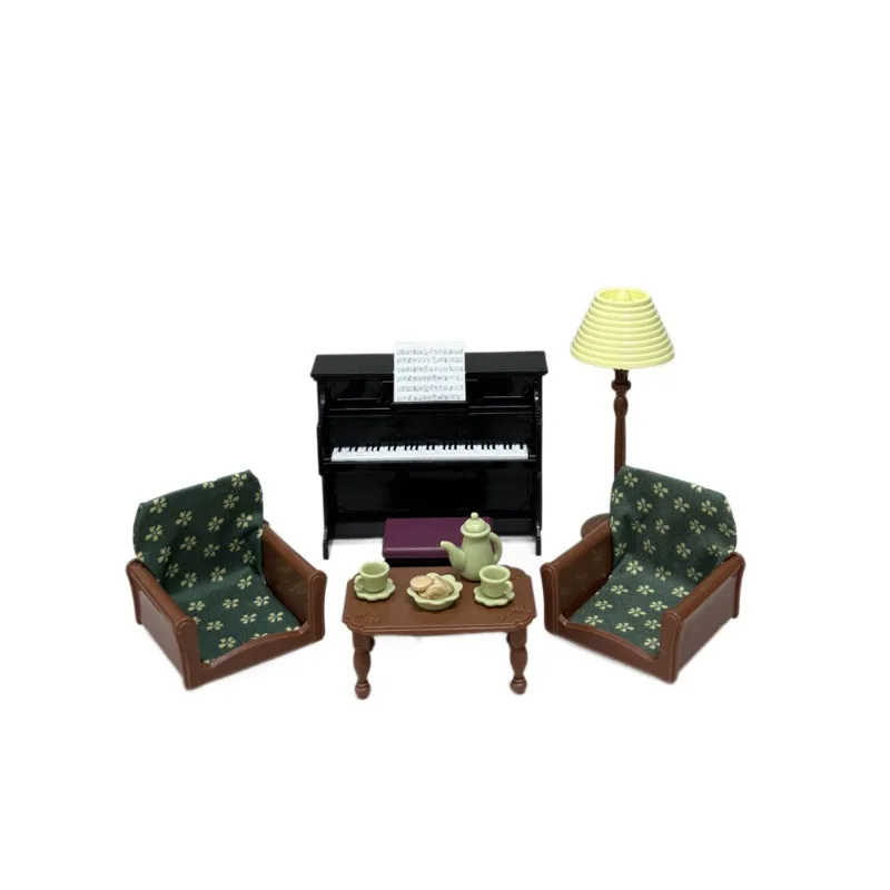 Dolls House Accessories Simulation Piano Sofa Living Room Miniature Scene Decor Ornaments Furniture Model Kids Play House Toys