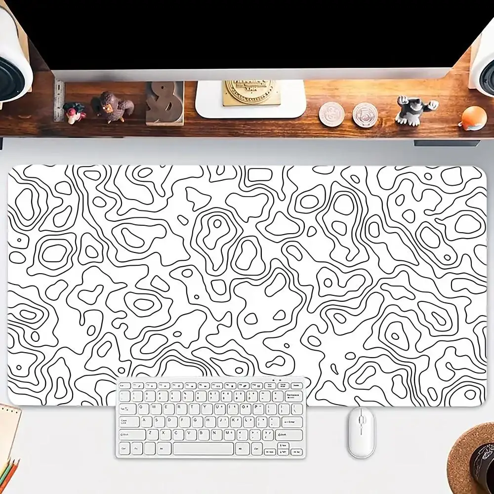 

Black and white texture line design Mouse Pad Large mouse pad, desk pad, anti slip base, washable for office and home use