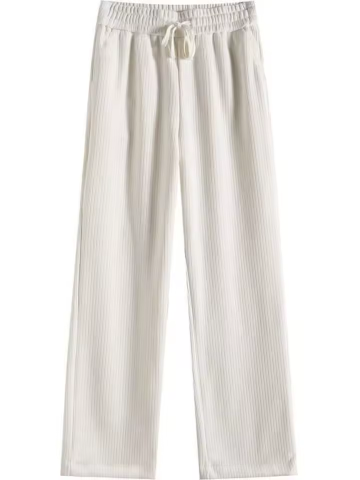 하이웨이스트 플리스 안감 와이드 레그 팬츠