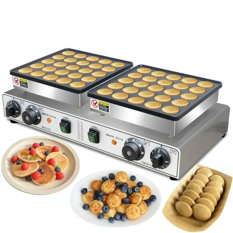 

Home Kitchen Restaurant Business: Non-stick Aluminum Mini Pancakes Maker Machine, Silver, 50PCS, 110V Electric Commercial Dutch