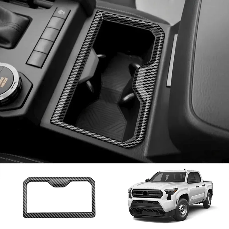 

For Toyota Tacoma 2024 ABS Carbon Fiber Car Forward Water Cup Holder Frame Cover Trim Stickers Car Accessories