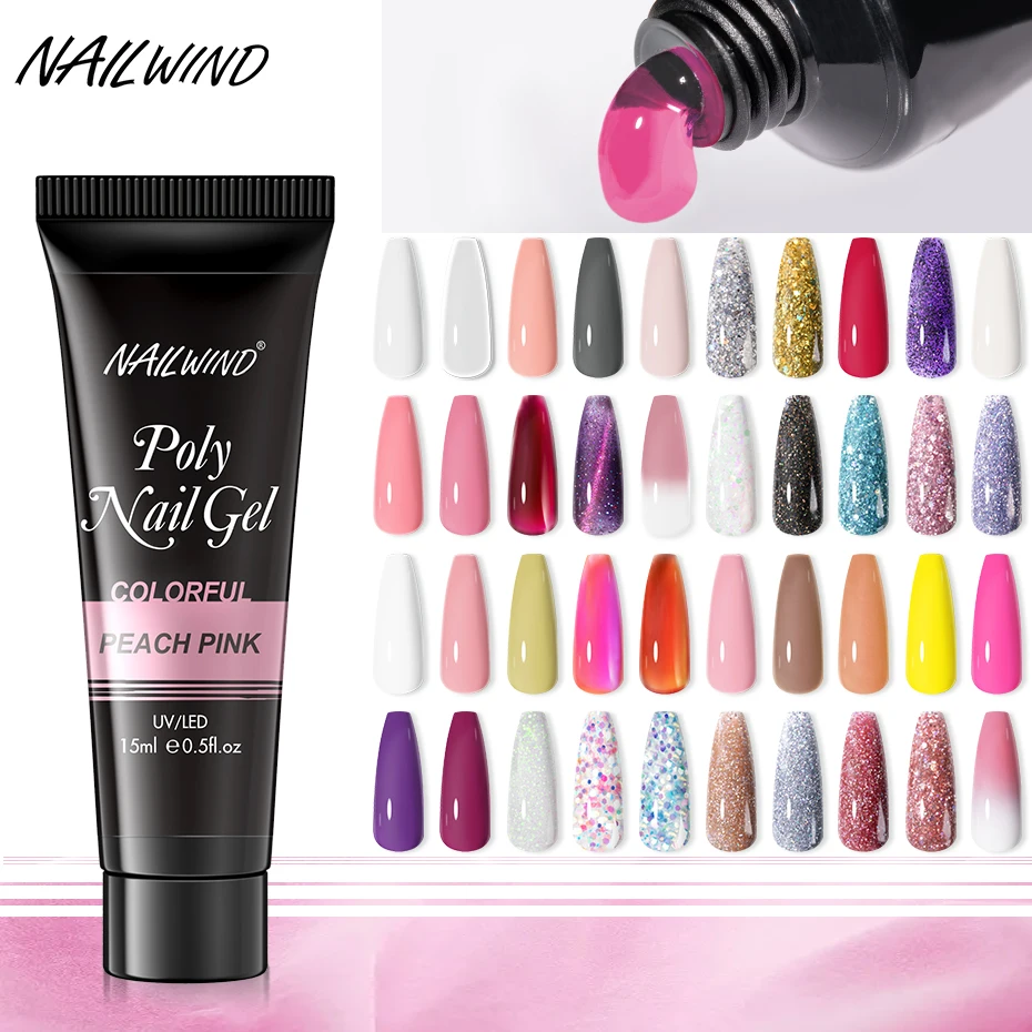 NailWind Mini Quick Extender Crystal Poly Nail Gel Extension Acrylic Hybrid Semipermanent Gel Nail Polish Base Top Coat