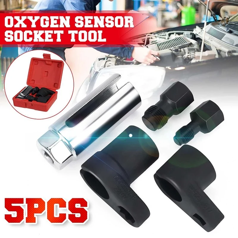 

5Pcs Oxygen Sensor Wrench Kit For Auto O2 Socket Removal Install Offset Vacuum Sensor Socket Thread Tool