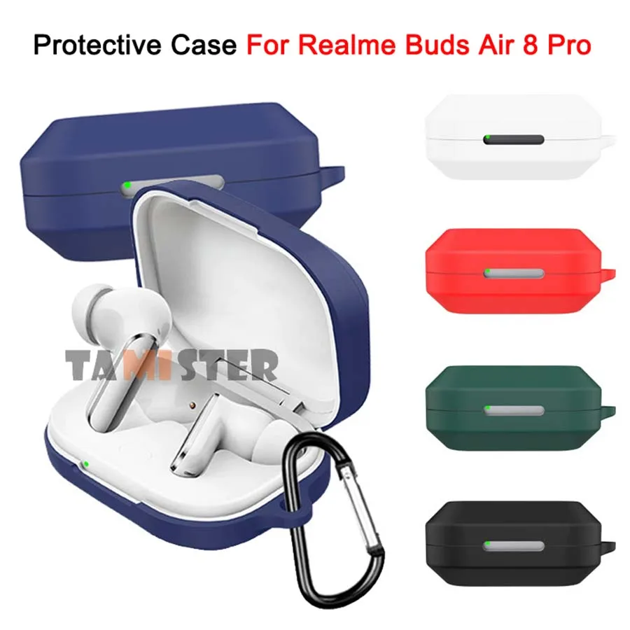 Silikonhülle für Realme Buds Air 8 Pro kabellose Kopfhörer, stoßfester Schutz, Schutzhülle mit Haken