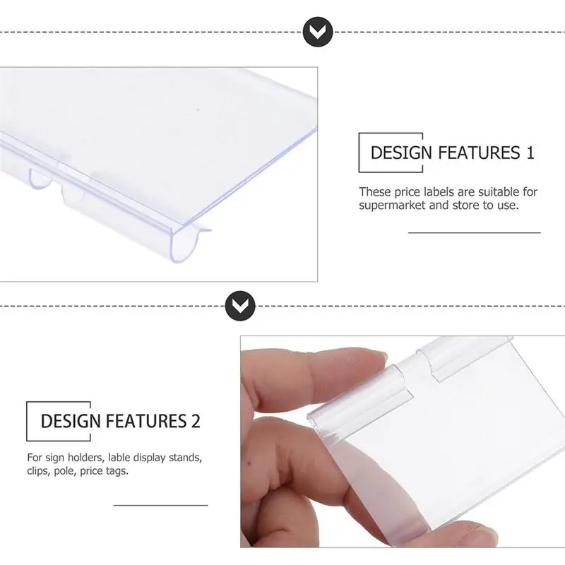 50pcs Convenient Retail Price Label Holders (White) Durable PVC Material Easy to Insert Clear and Practical