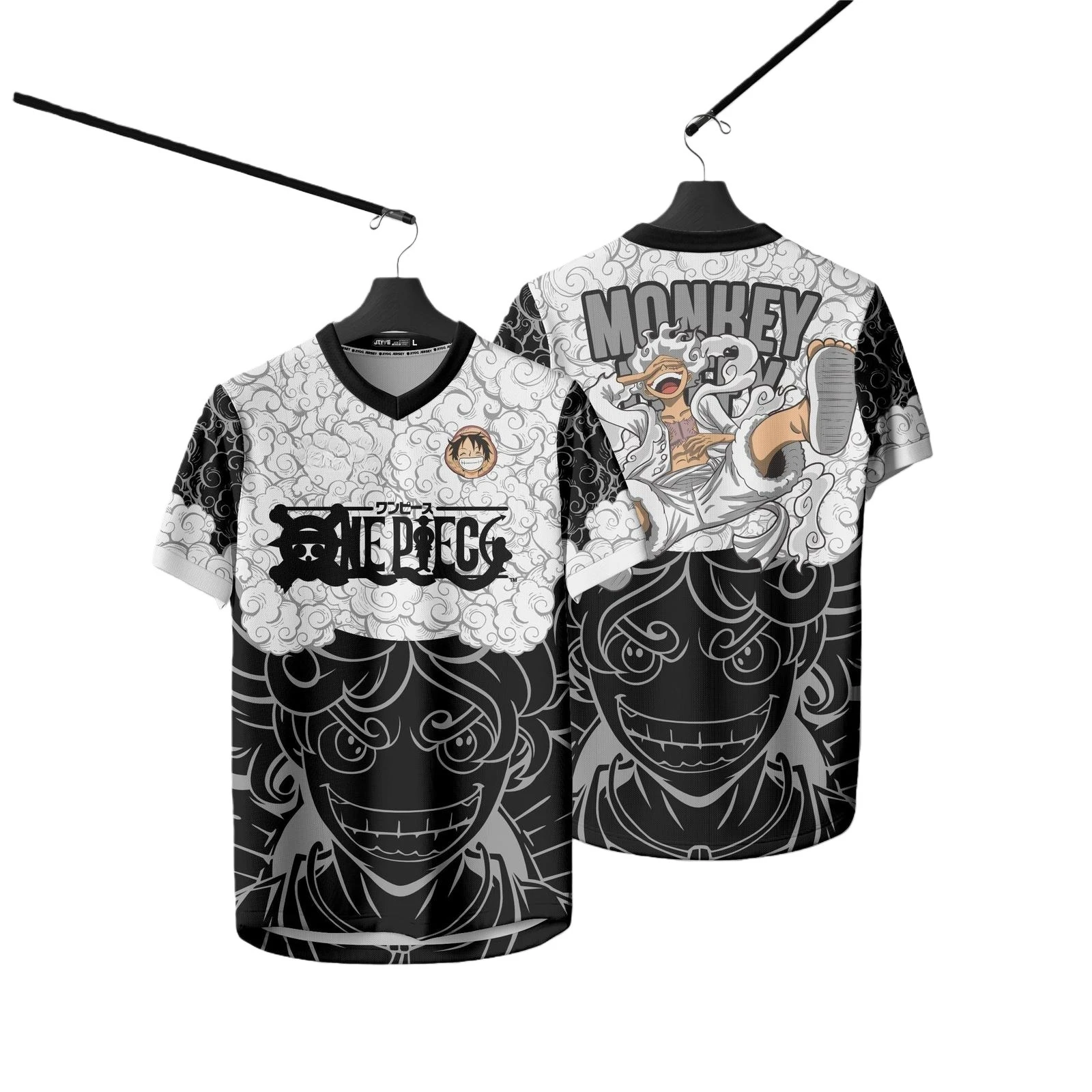 ワンピースファッションアニメ Y2k 韓国スタイル Kpop 野球ホッケーユニセックストップス Tシャツヴィンテージレトロシリーズアニメフルプリント Tシャツ