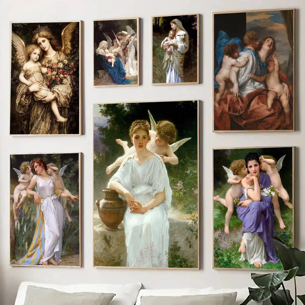 Famous William Bouguereau Artworks Posters Living Room Bar Cafe Quality Canvas Vintage Style Comics Painting Art Home Wall Decor
