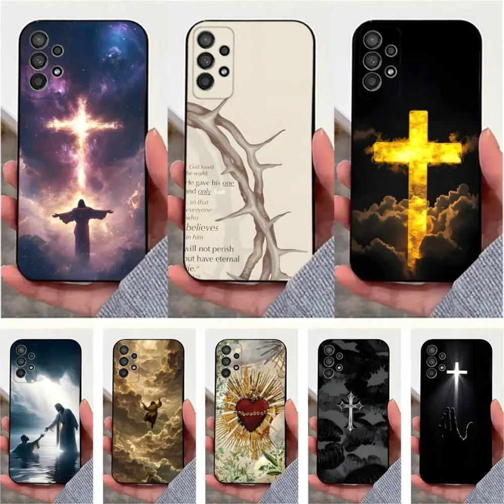 

Cross Art Bible Christian Phone Case For Samsung S25,S24,S23,S22,S20,S21,S10,Ultra,Plus,Lite,FE,Soft Silicone Black Cover