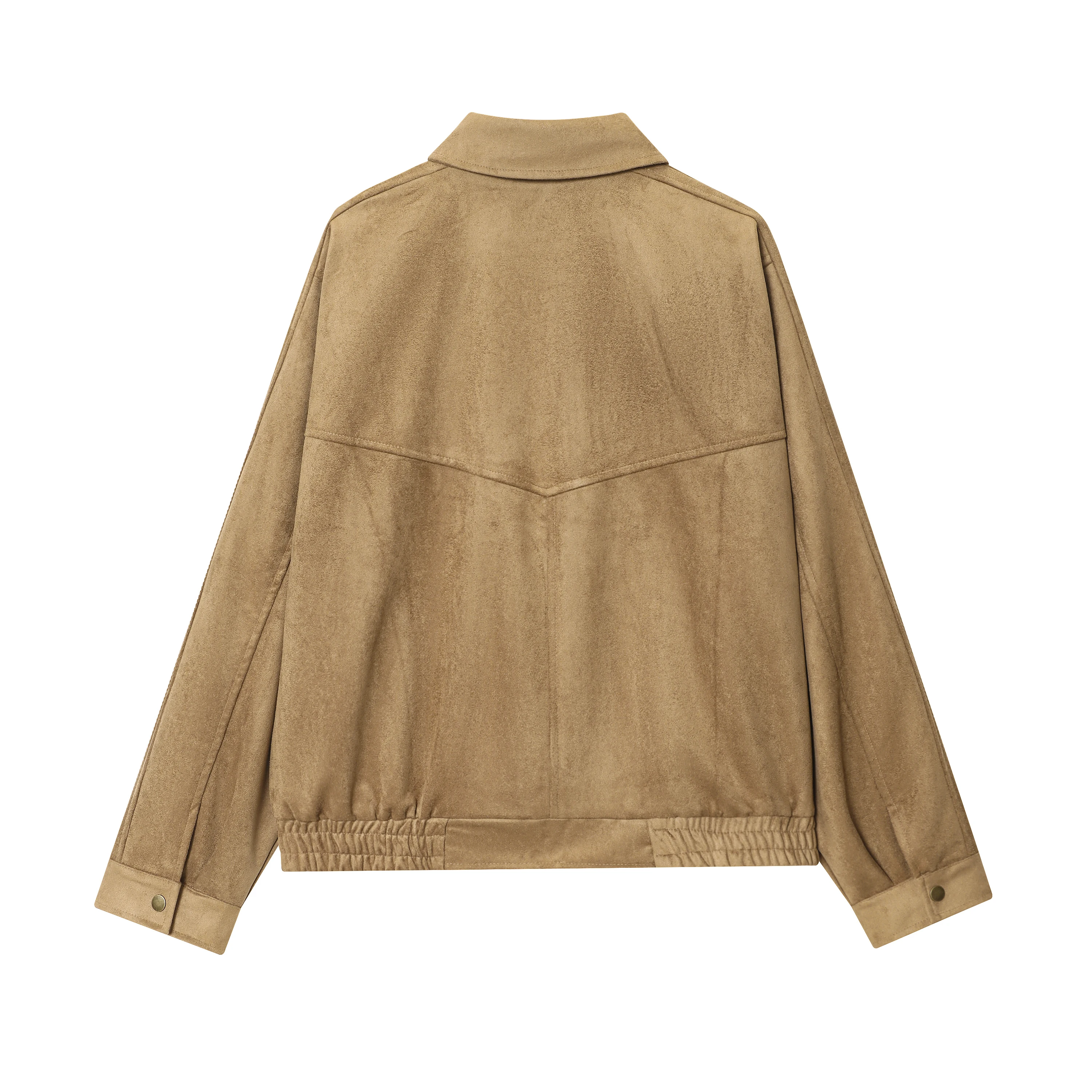 جديد الخريف/الشتاء سترة الطيار غير رسمية من جلد الغزال محكم المرأة ملابس خارجية الموضة مع جيوب وسحاب إغلاق #5