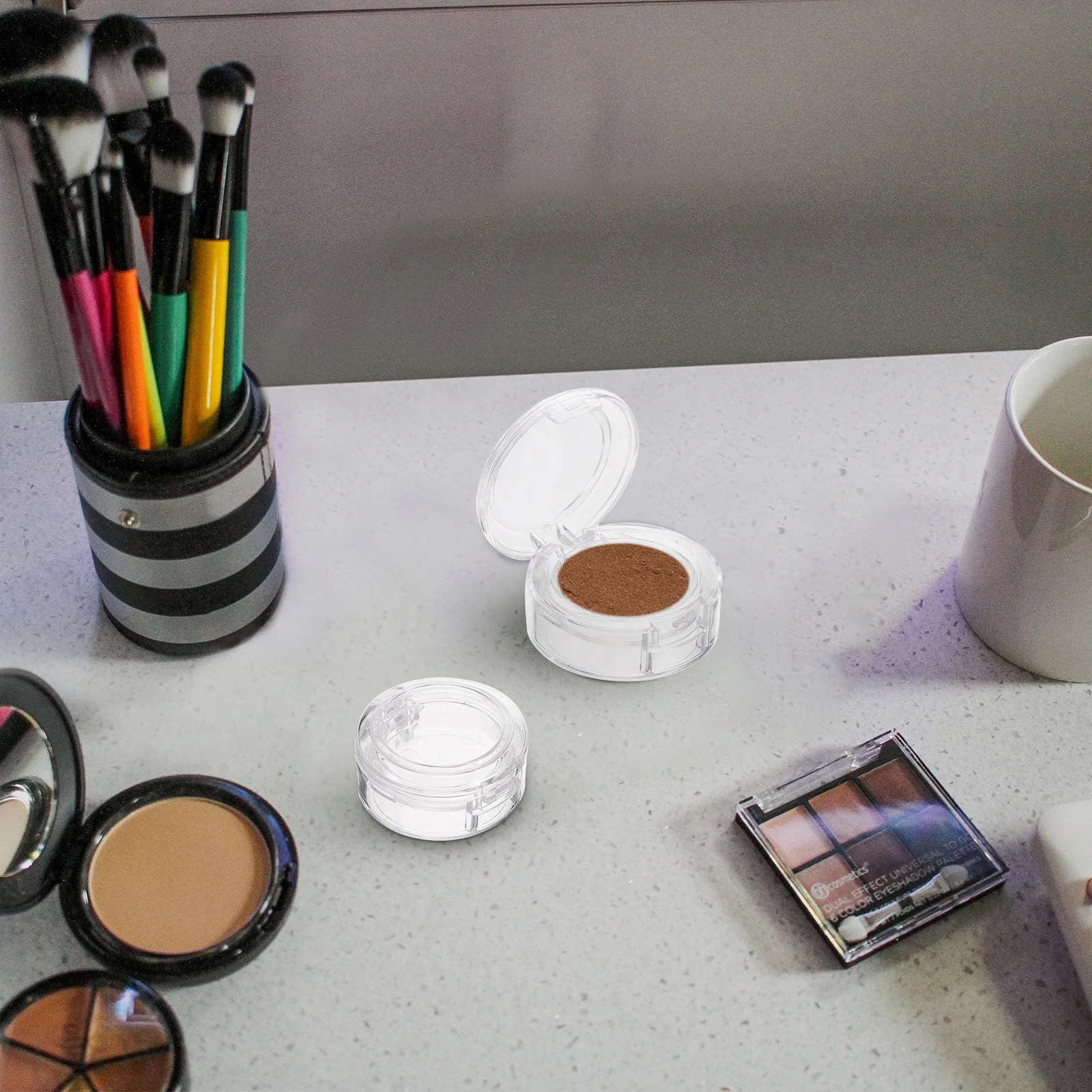 

8pcs Eyeshadow Compact Case Single Color Makeup Organizer Storage Container for Blush Foundation Travel Tool