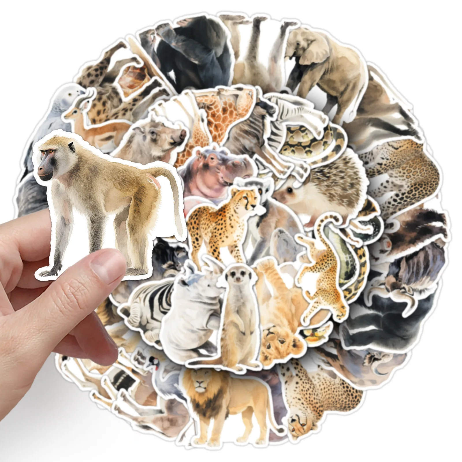 

10/30/50PCS Cute African Animals Graffiti Stickers Elephant Lion Cartoon Decal DIY Luggage Phone Cup Guitar Skateboard Kid Toys