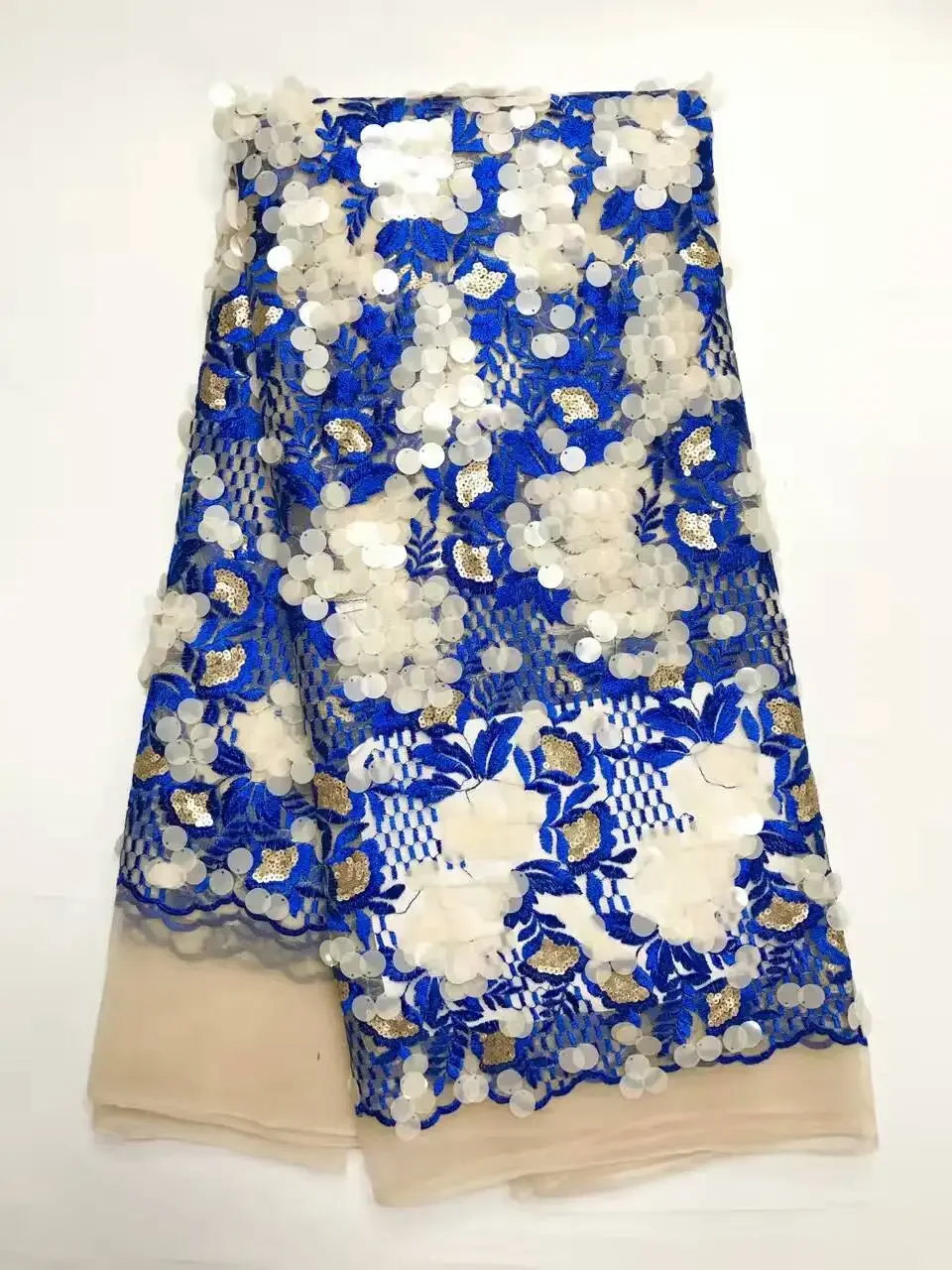 

Latest french tulle lace high quality blue sequins embroidery tulle lace fabric for nigerian african lace dress ALC-JL1069