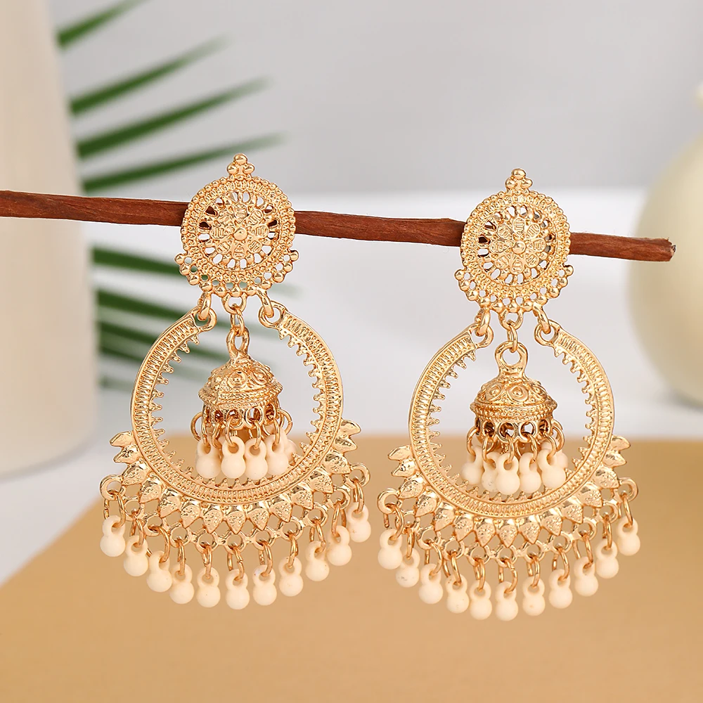 European and American Bohemian Exaggerated Tassel Small Bell Earrings Metallic Design Ethnic Style Birdcage Earrings For Women