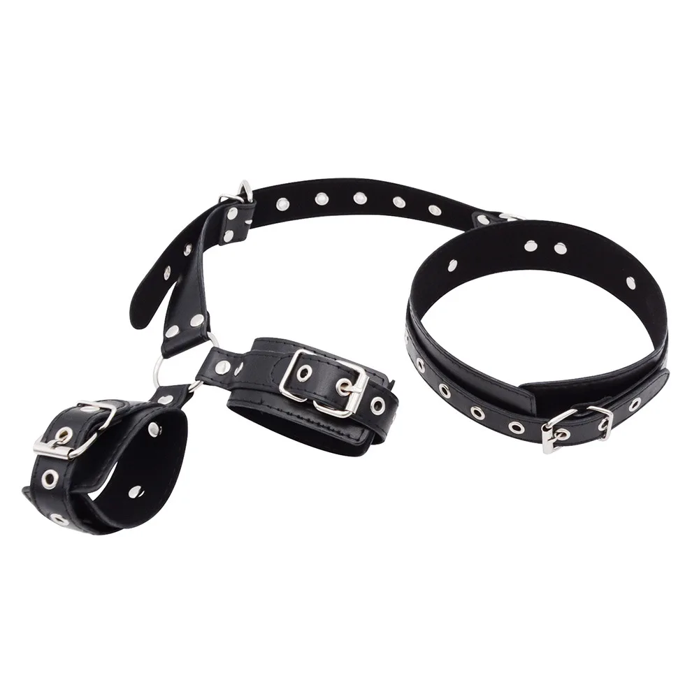 SM Neck to Wrist Restraints Kit Sexy Women BDSM Fetish Behind Back  Collar Adjustable Bondage Set Couple SM Sex Game Tool