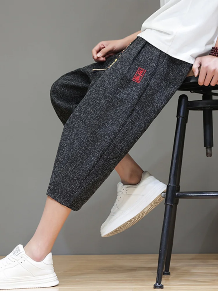 

Loose Linen Men's orts Summer Thin New Sle Large Size Casual Pants Wind Breathable Straight Seven-Five orts