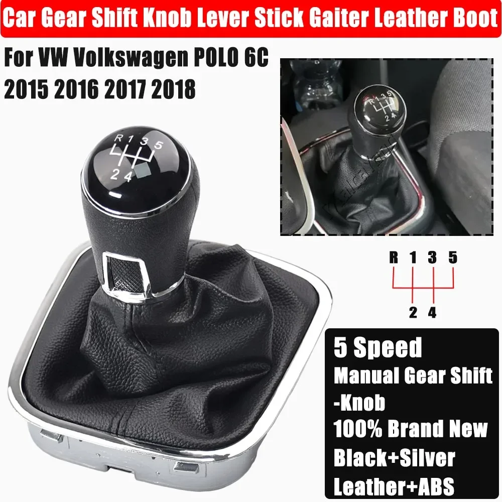 5 Speed For Volkswagen VW POLO 6C 2015 2016 2017 2018 Car Gear Shift Knob Lever Gaitor Boot Cover