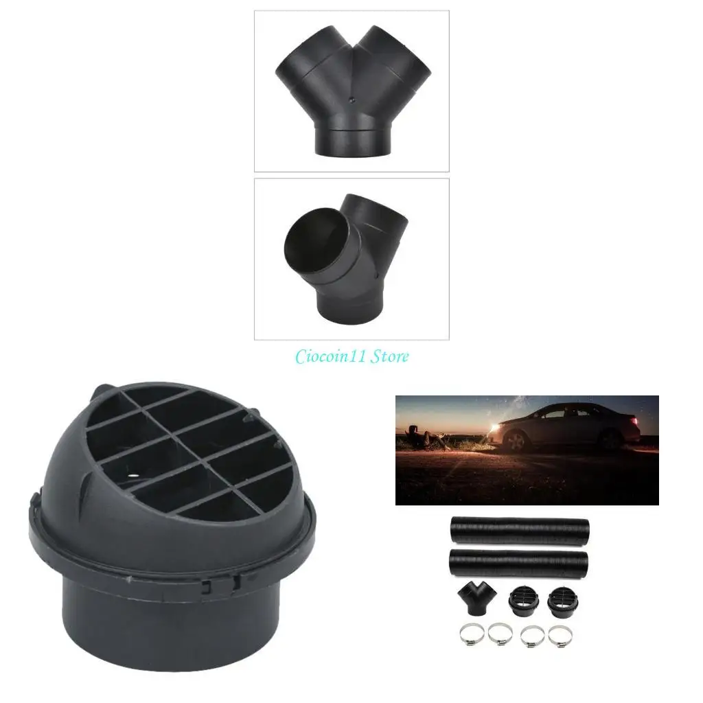 

Y1UB 75mm Pipe Ducting Y Piece + Warm Air Outlet Vent + Hose Clip For Diesels Heater